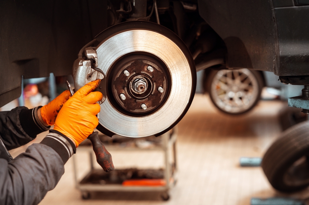 Brake repair in progress